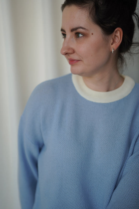Sweter MAMA merino mgiełka SKY