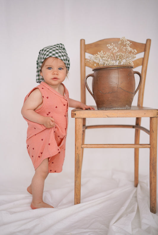 Rompers muślinowy PINK HEART