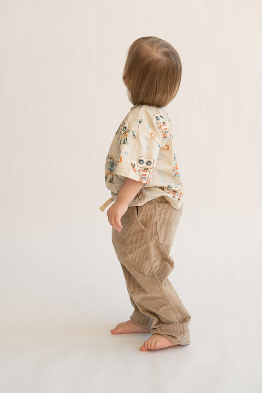 Spodnie sztruksowe OATMEAL w stylu loose fit