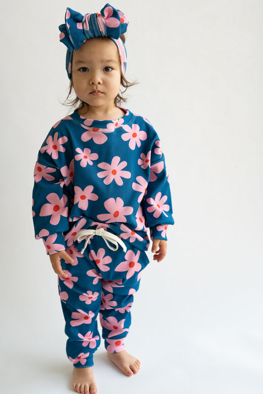 Bluza prążkowana FLOWER POWER MIDNIGHT