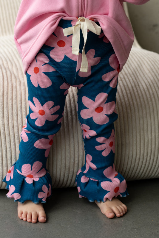 Legginsy z falbanką FLOWER POWER MIDNIGHT