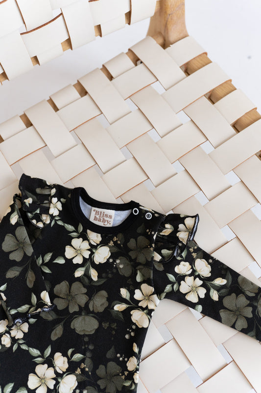 Bluzka z falbanką RÓŻE CZARNE