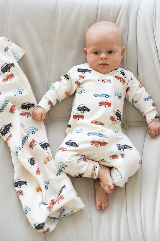 Pieluszka/ kocyk muślinowy maxi 65x65 cm RETRO AUTKA