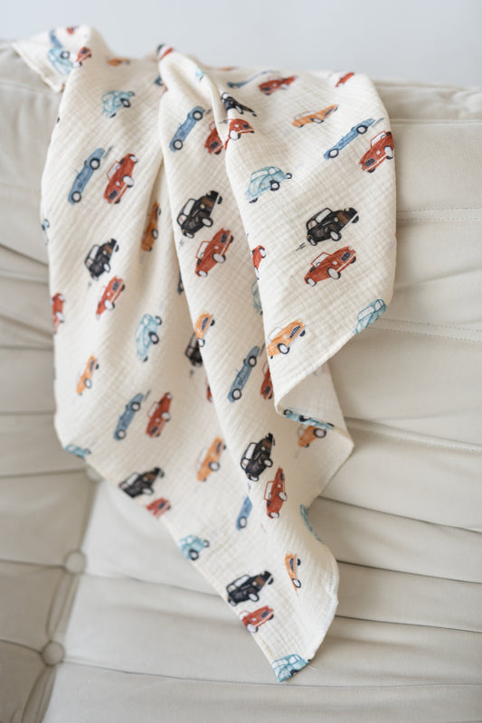 Pieluszka/ kocyk muślinowy maxi 65x65 cm RETRO AUTKA