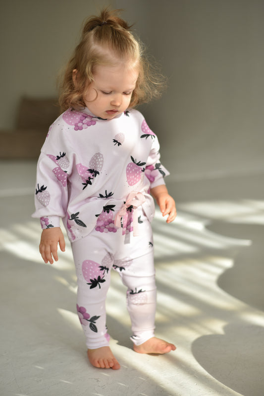 Bluza prążkowana oversize OWOCE RÓŻOWE