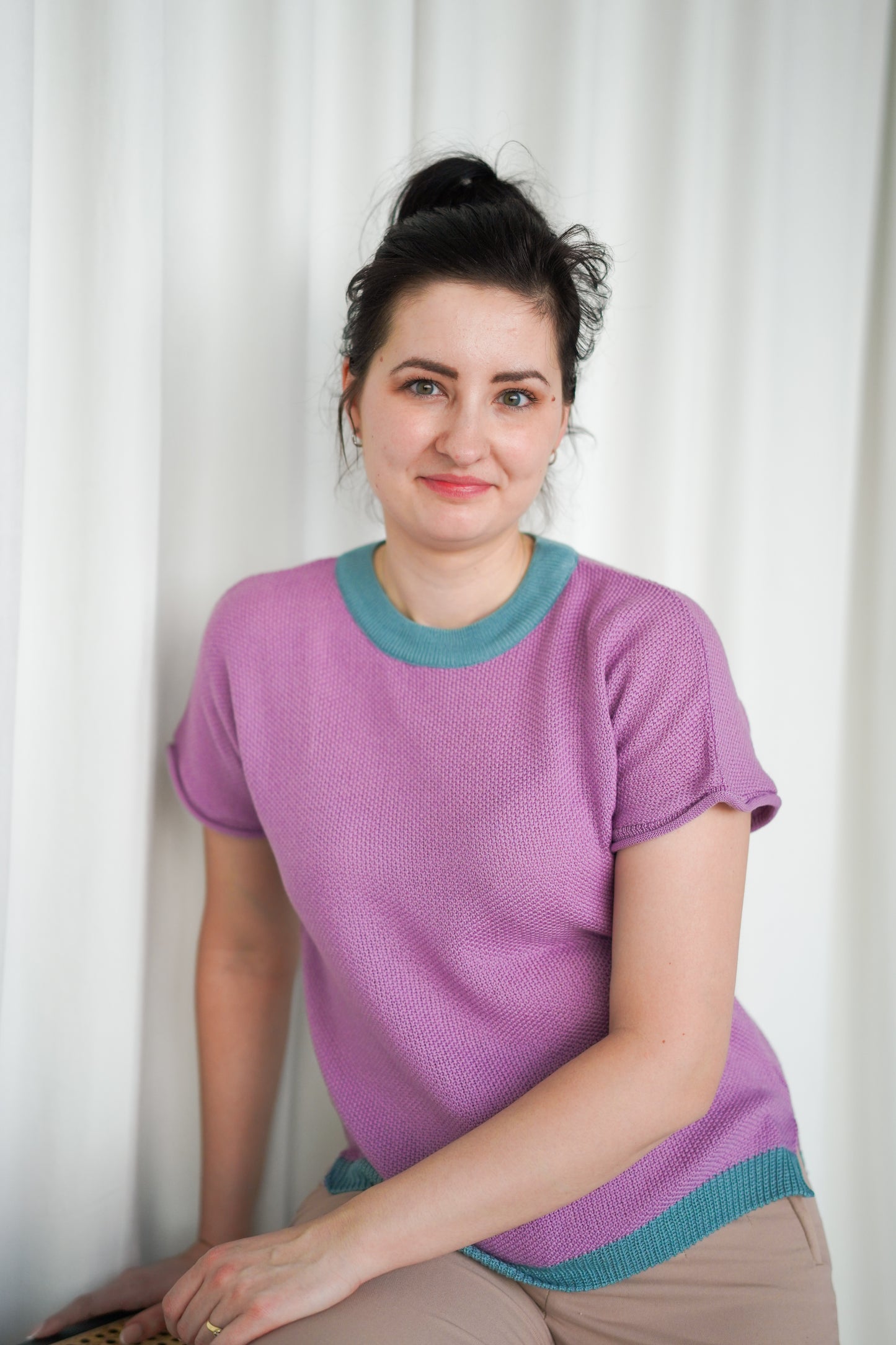 T-SHIRT merino mgiełka LILA