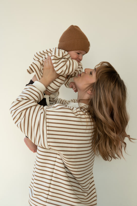 Bluza oversize BEIGE STRIPES MAMA