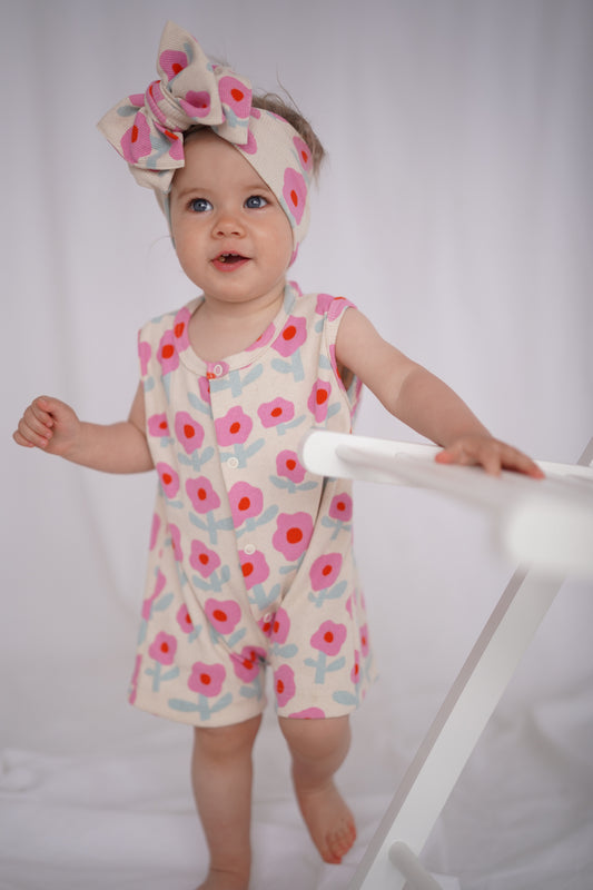 Rompers prążkowany MAGENTA