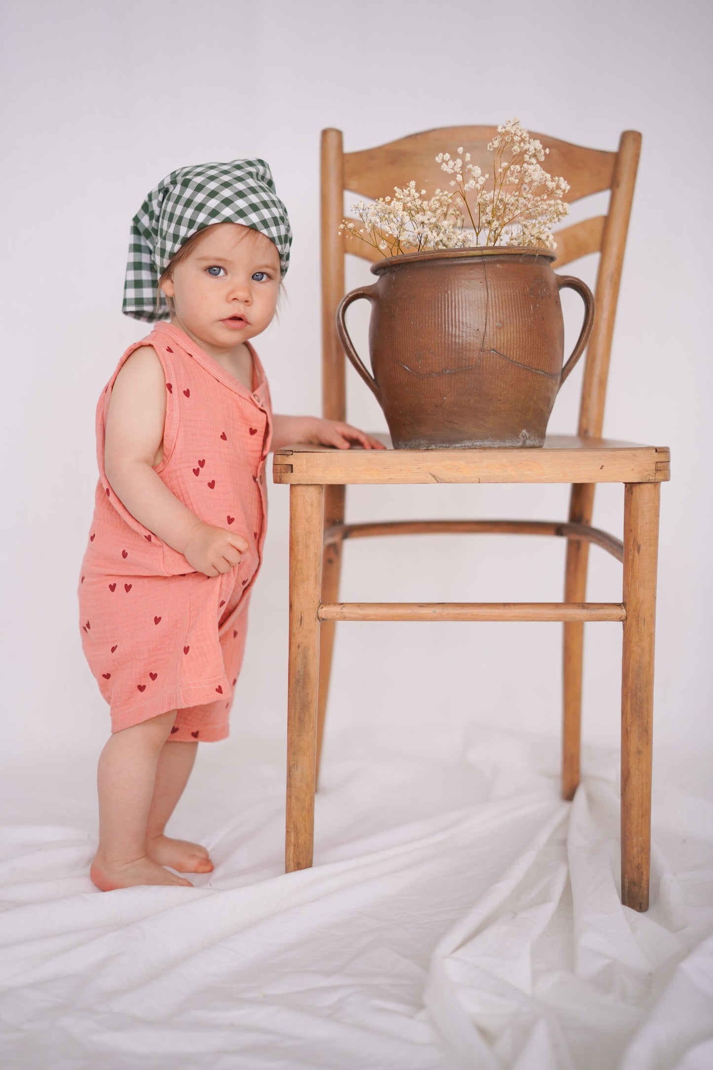 Rompers muślinowy PINK HEART