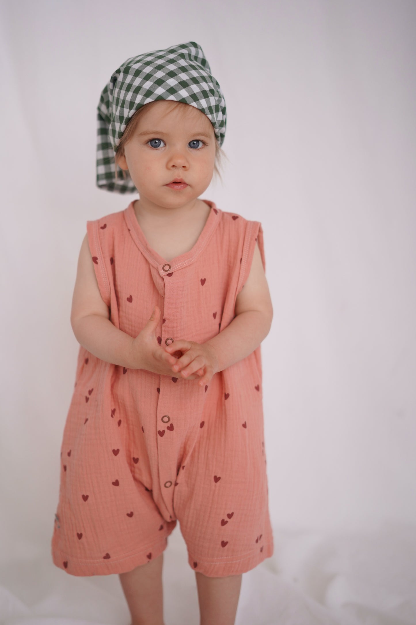 Rompers muślinowy PINK HEART