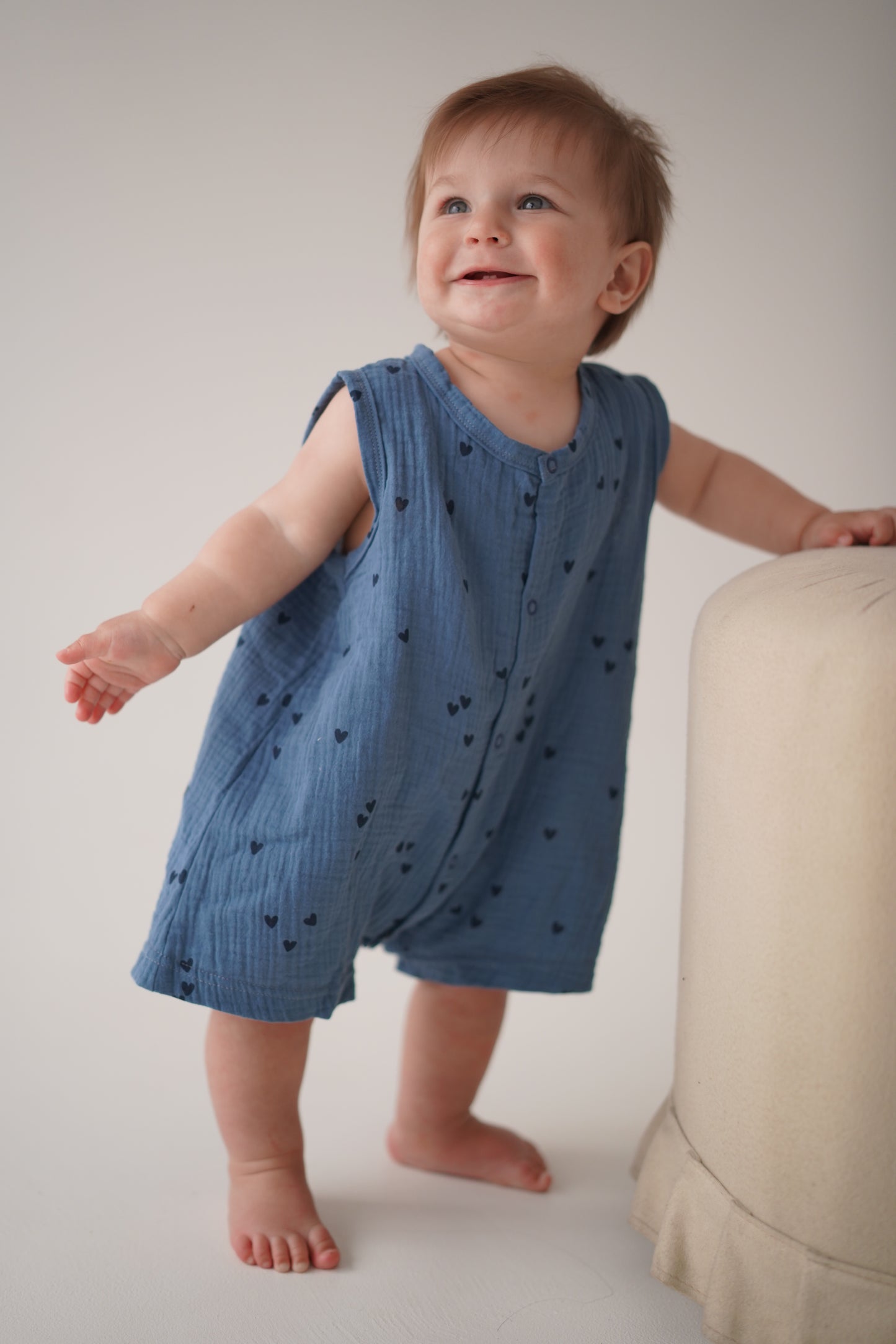 Rompers muślinowy BLUE HEART