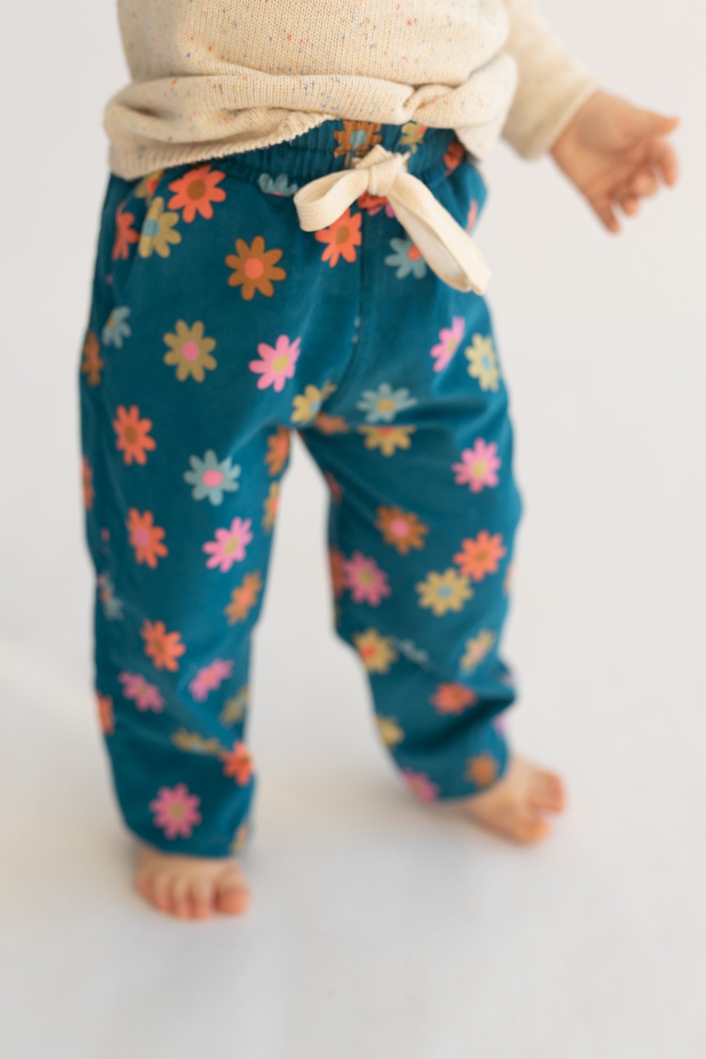 Spodnie sztruksowe PETROL BLUE w stylu baggy