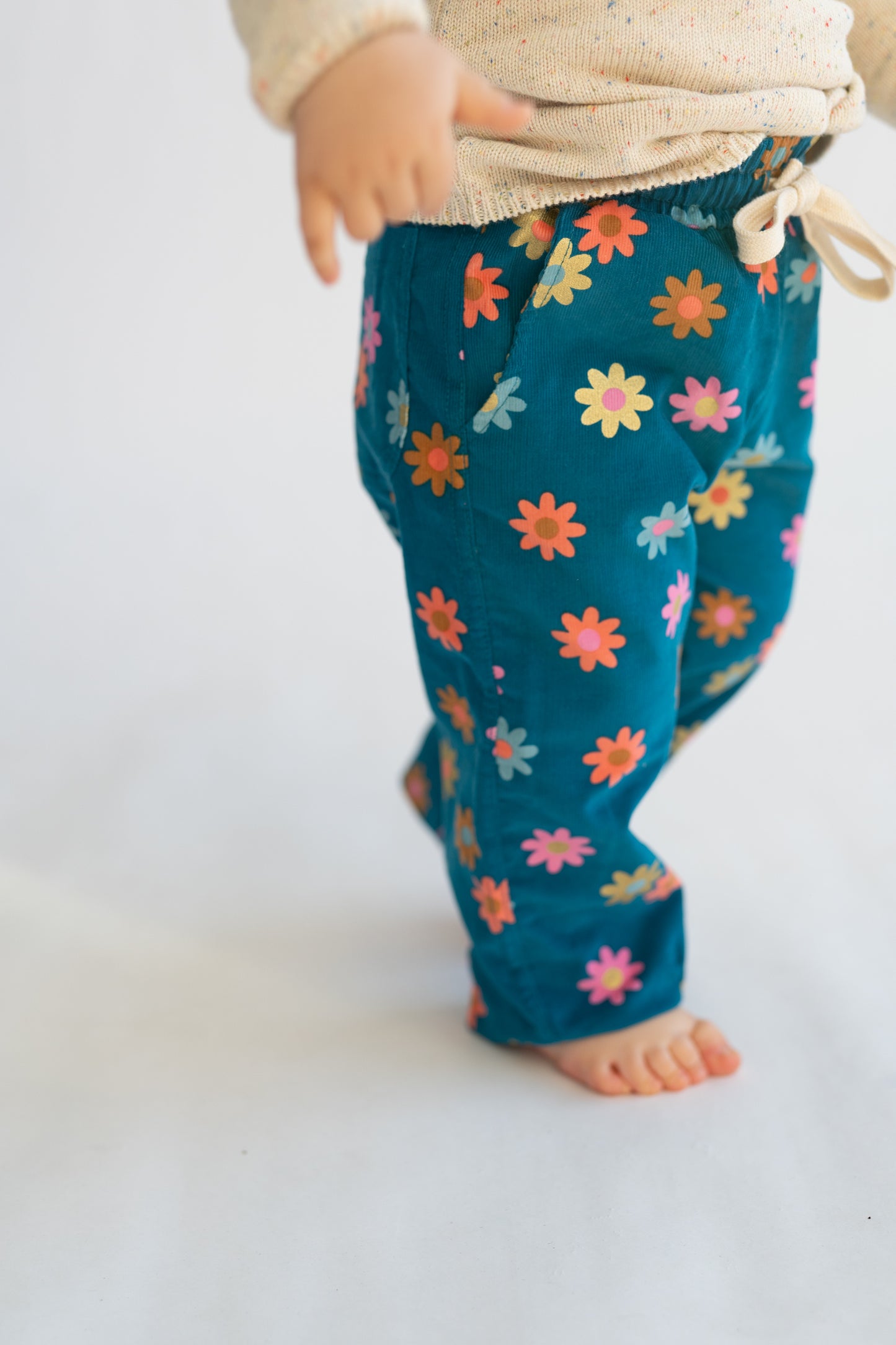 Spodnie sztruksowe PETROL BLUE w stylu baggy