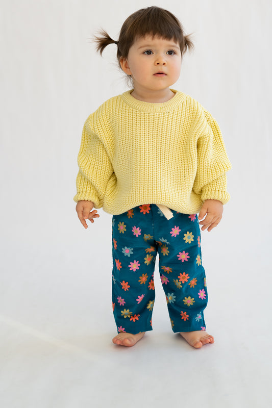 Spodnie sztruksowe PETROL BLUE w stylu baggy