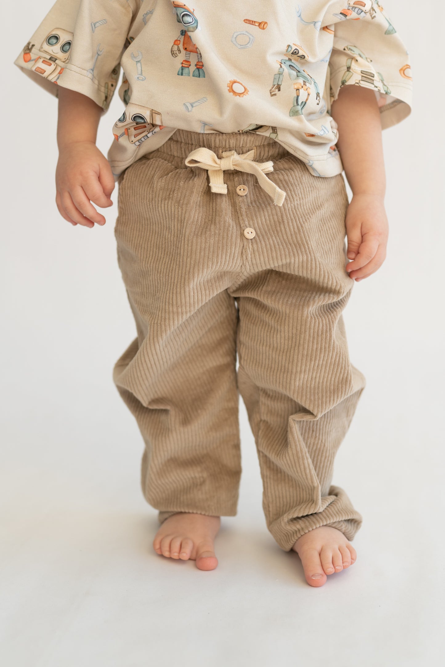 Spodnie sztruksowe OATMEAL w stylu loose fit