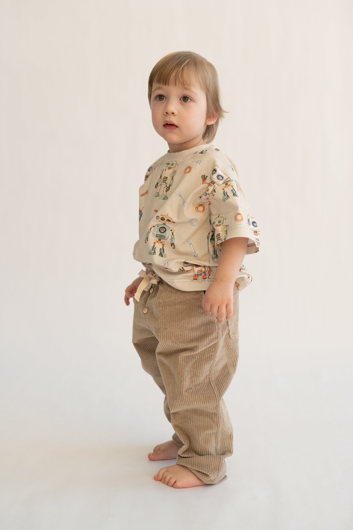 Spodnie sztruksowe OATMEAL w stylu loose fit