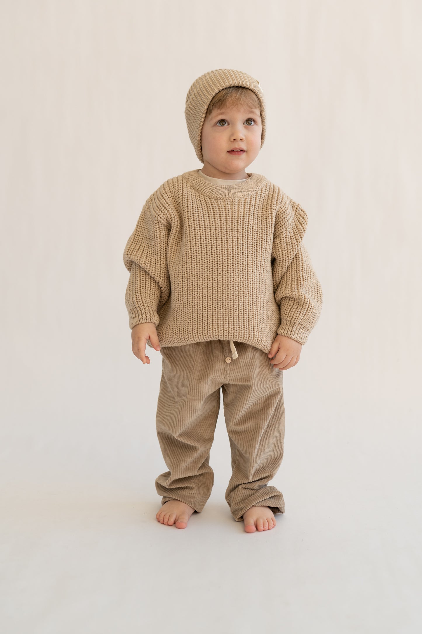 Spodnie sztruksowe OATMEAL w stylu loose fit