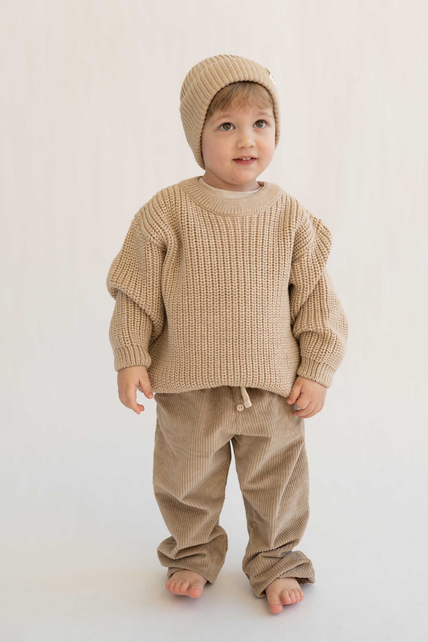 Spodnie sztruksowe OATMEAL w stylu loose fit