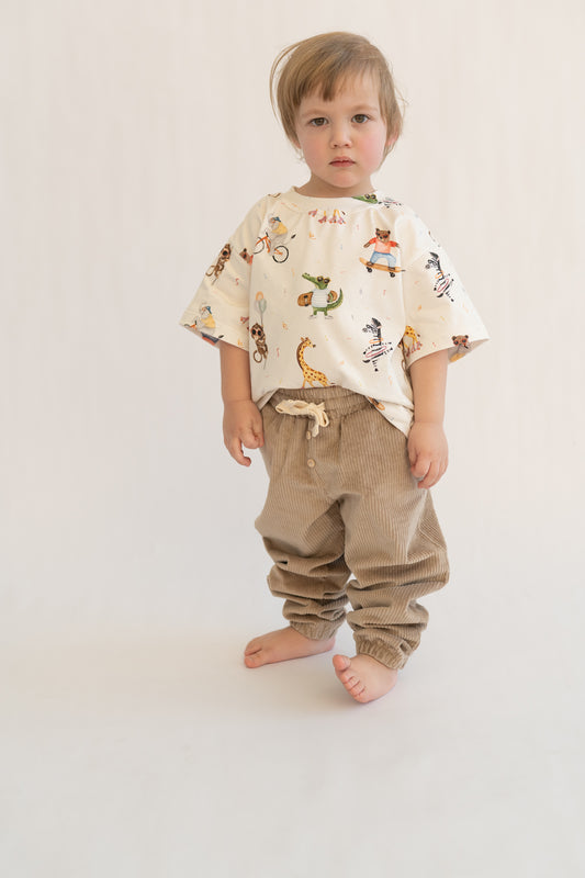 Spodnie sztruksowe OATMEAL w stylu jogger