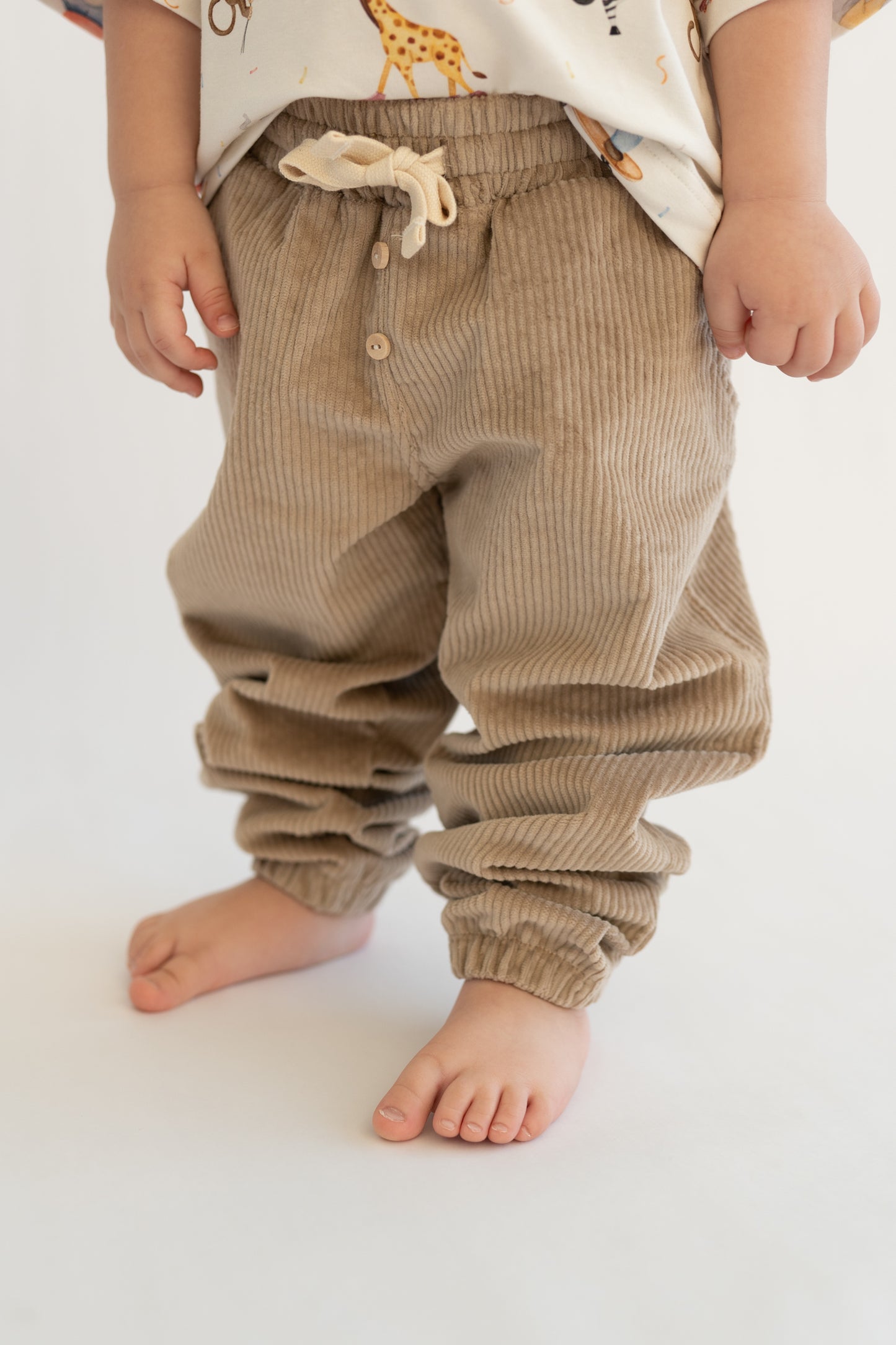 Spodnie sztruksowe OATMEAL w stylu jogger