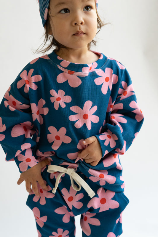 Bluza prążkowana FLOWER POWER MIDNIGHT