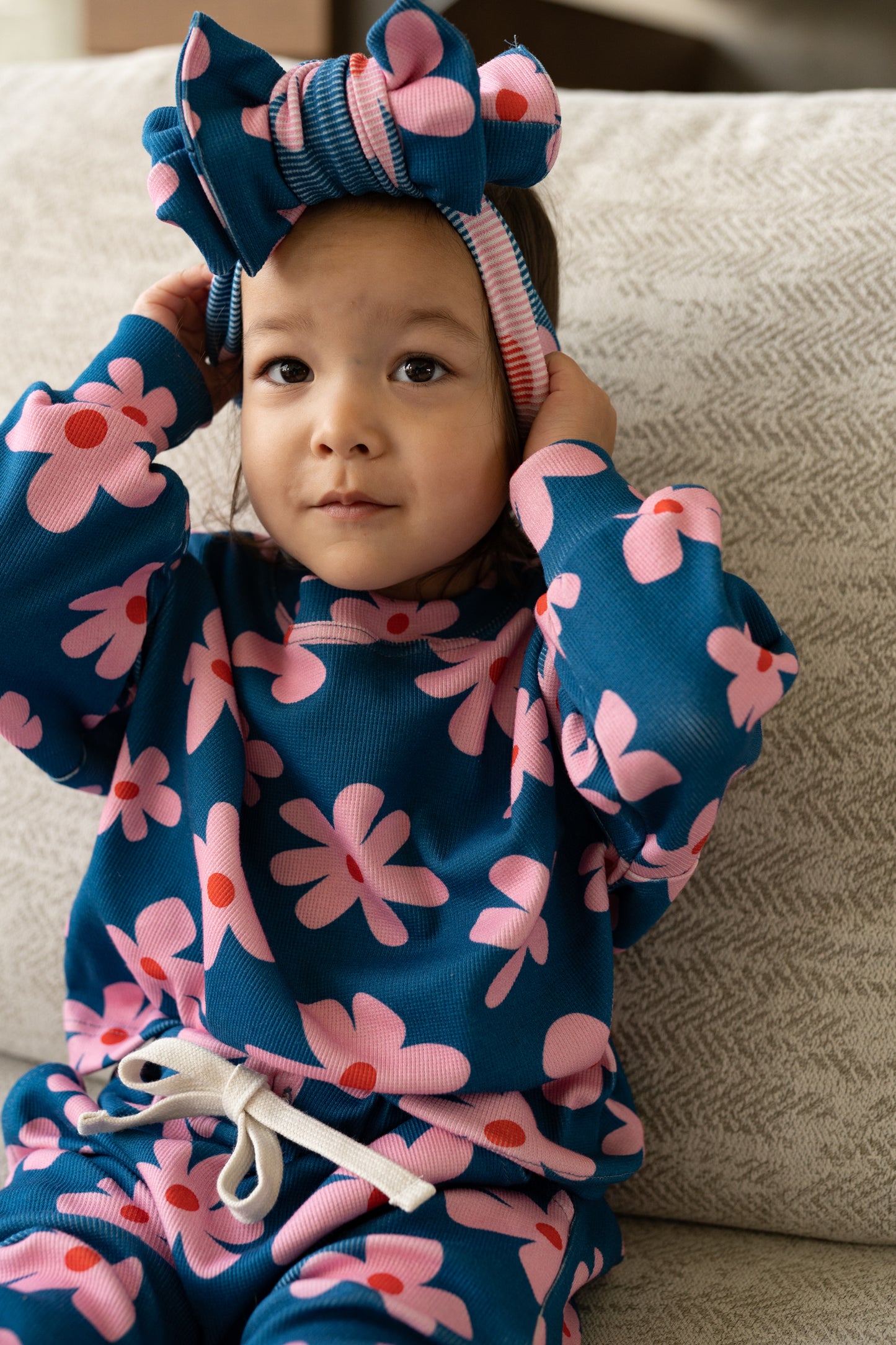 Bluza prążkowana FLOWER POWER MIDNIGHT