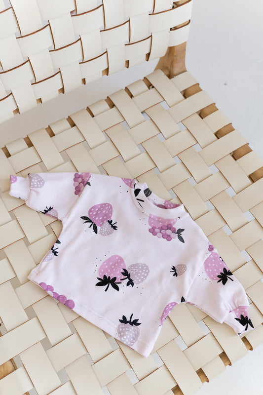 Bluza prążkowana oversize OWOCE RÓŻOWE