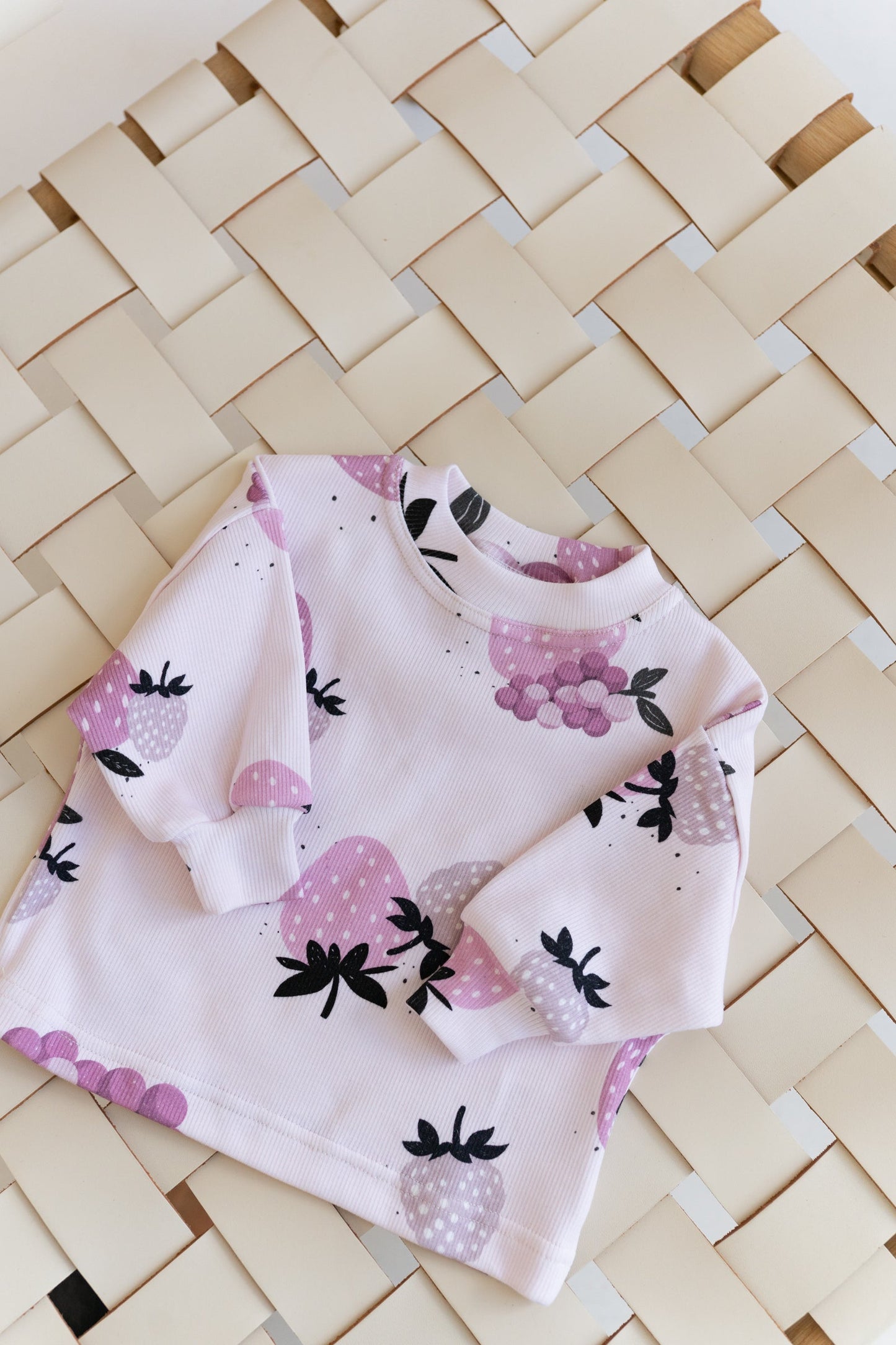 Bluza prążkowana oversize OWOCE RÓŻOWE