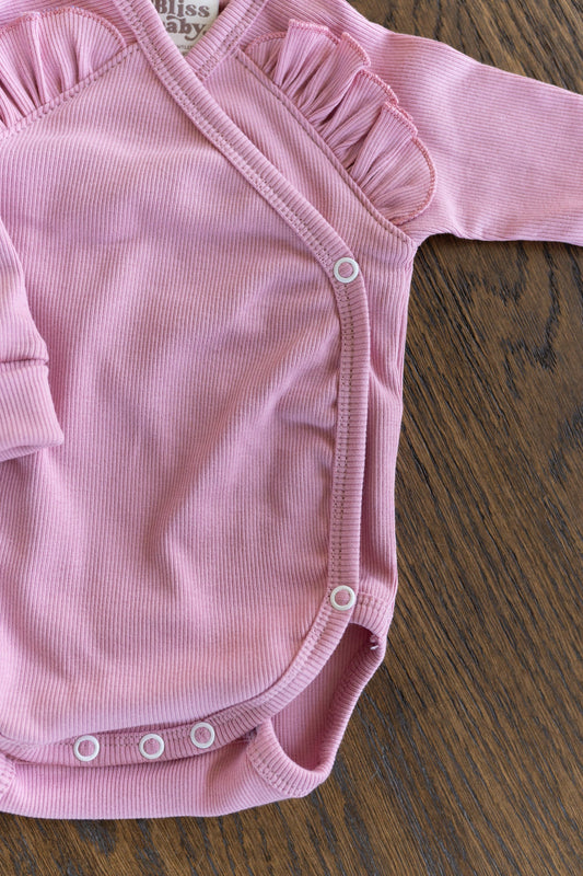 Body kopertowe OLD PINK z falbanką