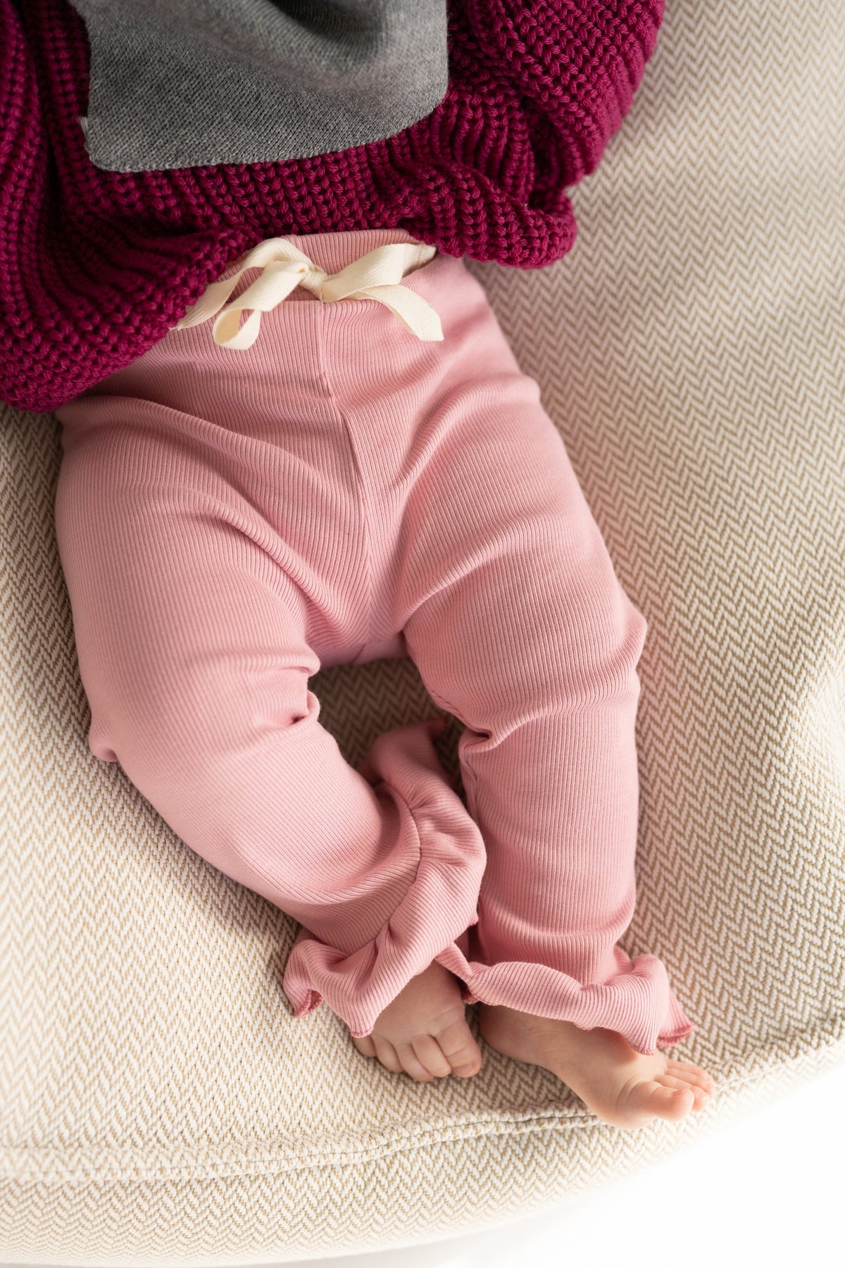 Legginsy z falbanką OLD PINK