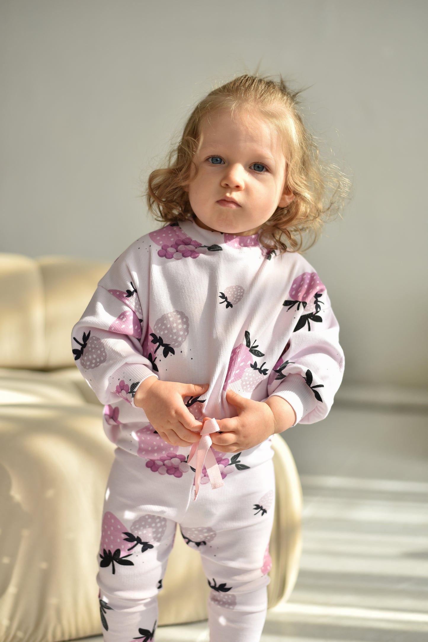 Bluza prążkowana oversize OWOCE RÓŻOWE