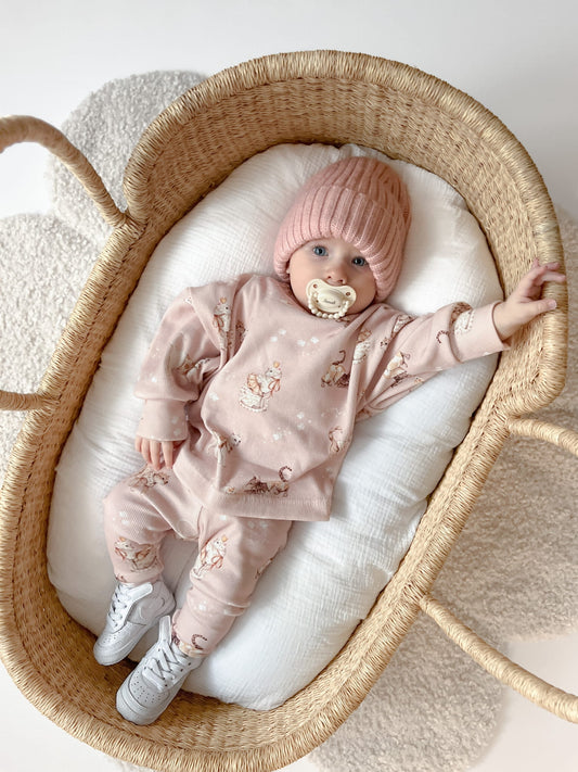 Bluza oversize kotki róż