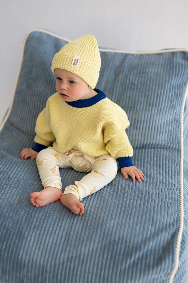 Sweter merino BUTTER YELLOW AND COBALT