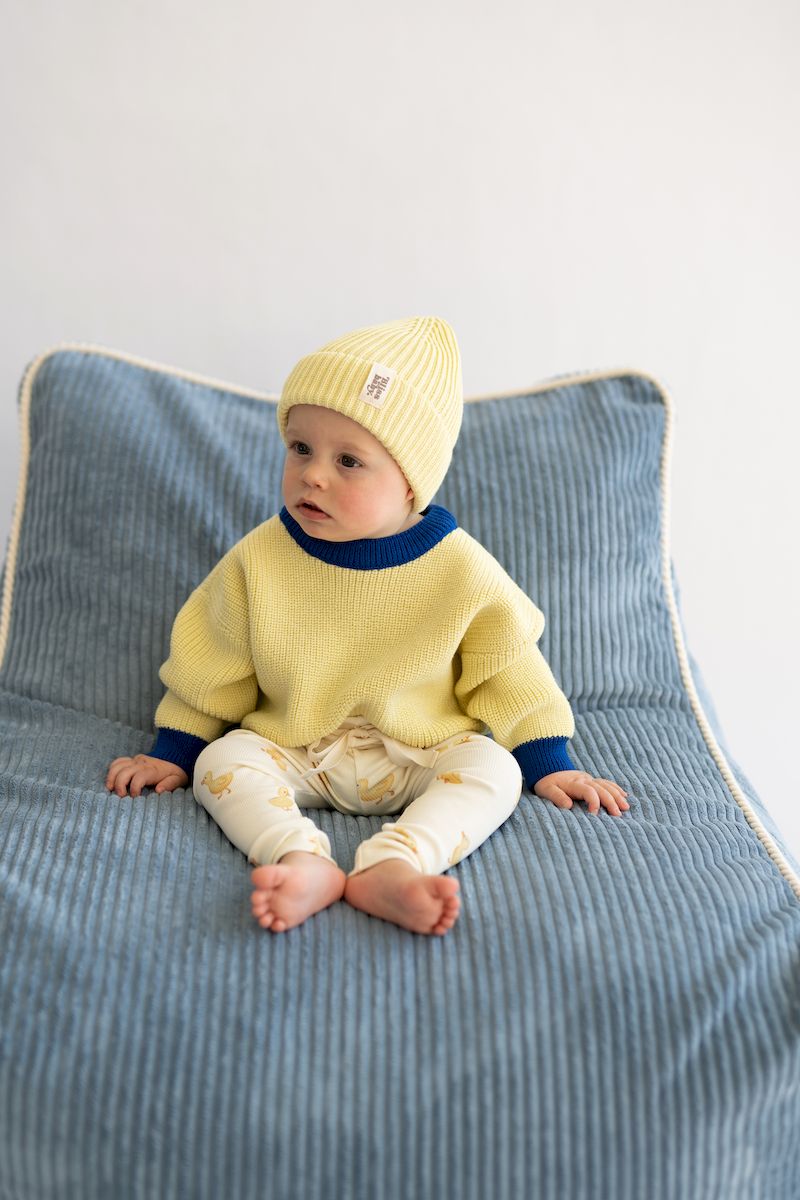 Sweter merino BUTTER YELLOW AND COBALT