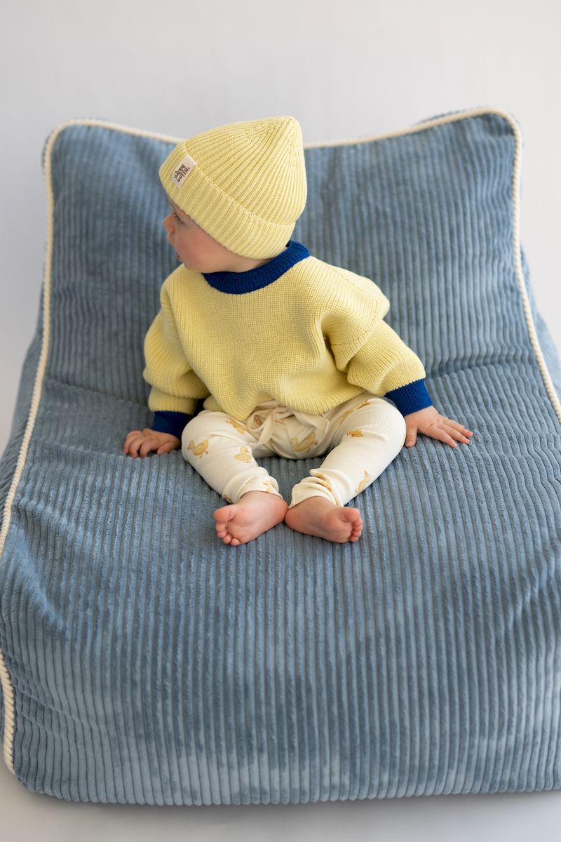 Sweter merino BUTTER YELLOW AND COBALT