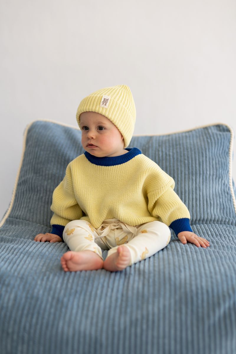 Sweter merino BUTTER YELLOW AND COBALT